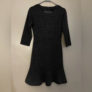 Ann Taylor Black And White Polyester Tailored A-Line Dress Knee Length Size 00